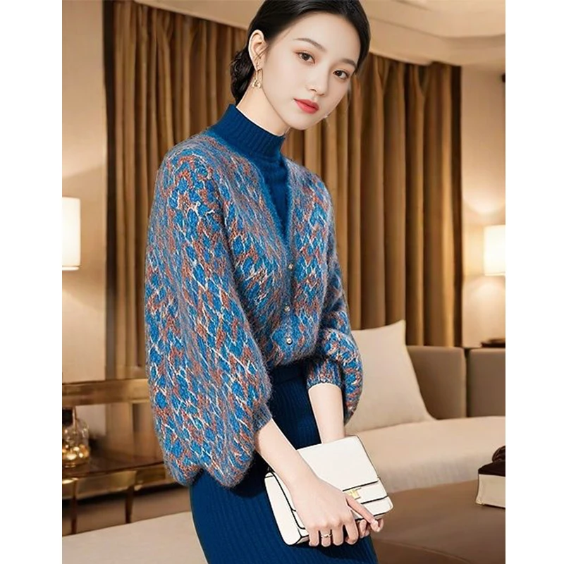 YE#气质减龄遮肉显瘦针织毛衣开衫春季新款百搭上衣女DY11652
