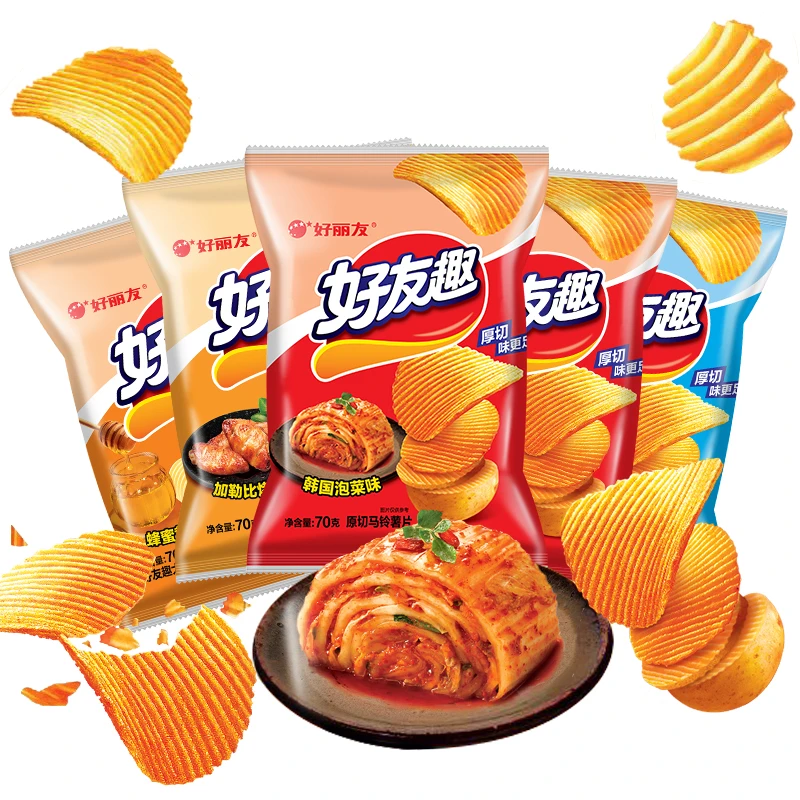 好丽友好友趣呀土豆膨化薯片韩国泡菜味70g×5袋膨化多口味混合