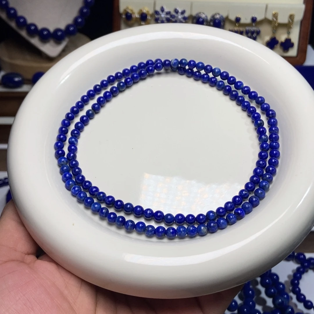 青金石未镶嵌福利 天然 三圈手串4.7+