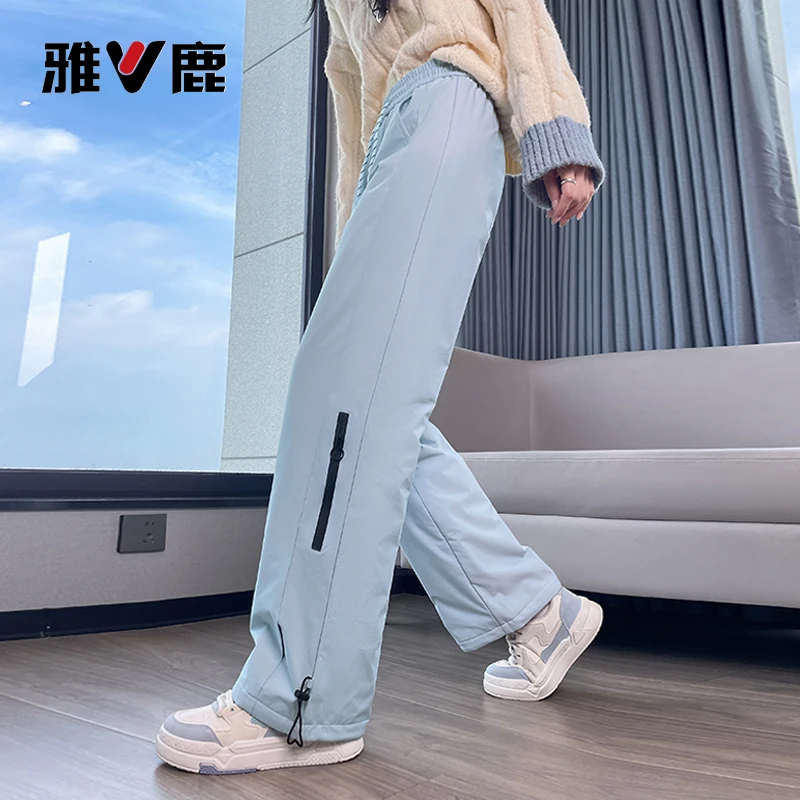 雅鹿羽绒裤女外穿2025新款冬季零下40度白鸭绒时尚外穿登山工装裤