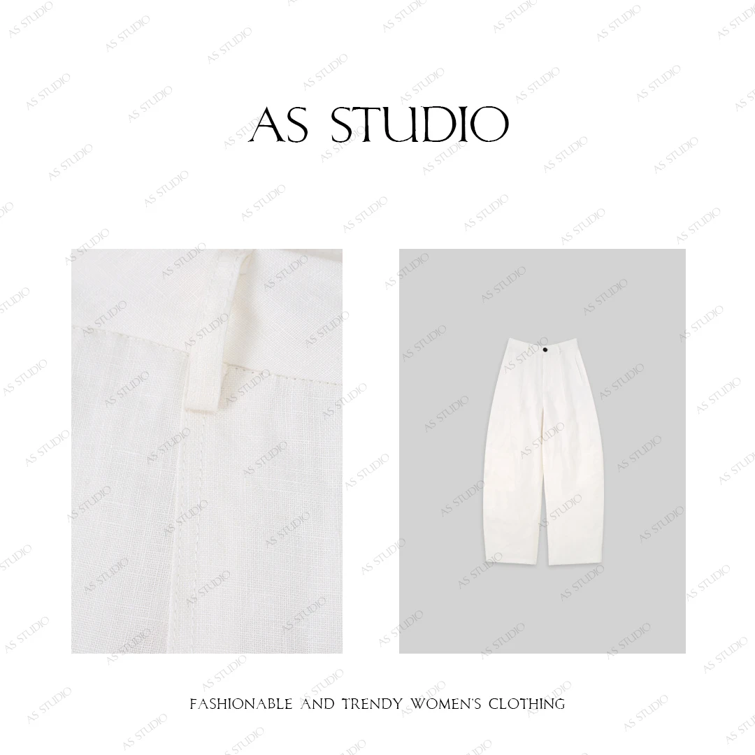 【AS曲水】25新高级老钱风自带松弛感亚麻阔腿裤AS25XXXK00109