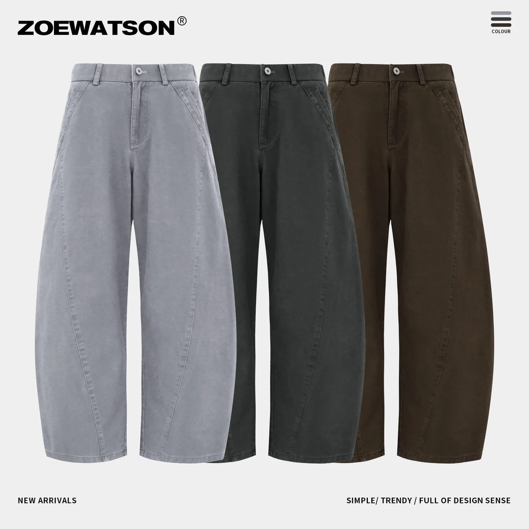 【ZOEWATSON】秋季弯刀休闲裤纯棉宽松垂感百搭阔腿裤显腿长Z5315