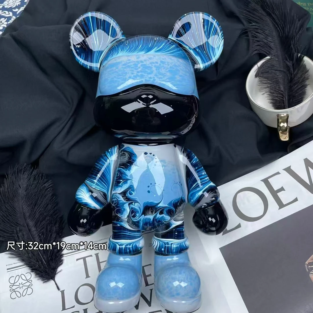 【独款手绘】轻奢高级DIY流体熊手工创意玄关客厅熊摆件礼物装饰品