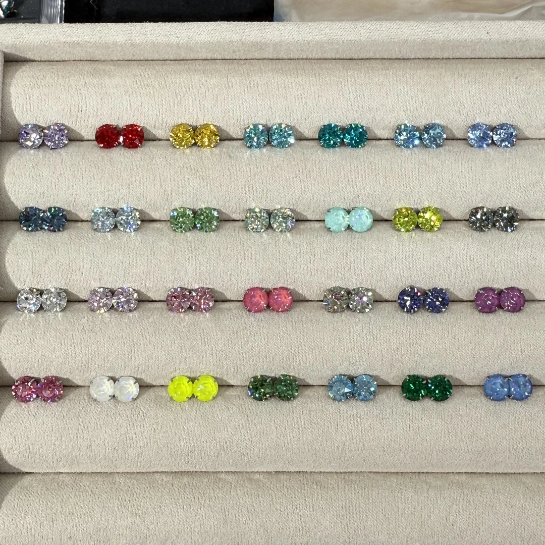 钛钢耳饰 【爪镶】6mm华子耳钉【灭菌发货 】1088系列 超闪耳钉耳蜗钉