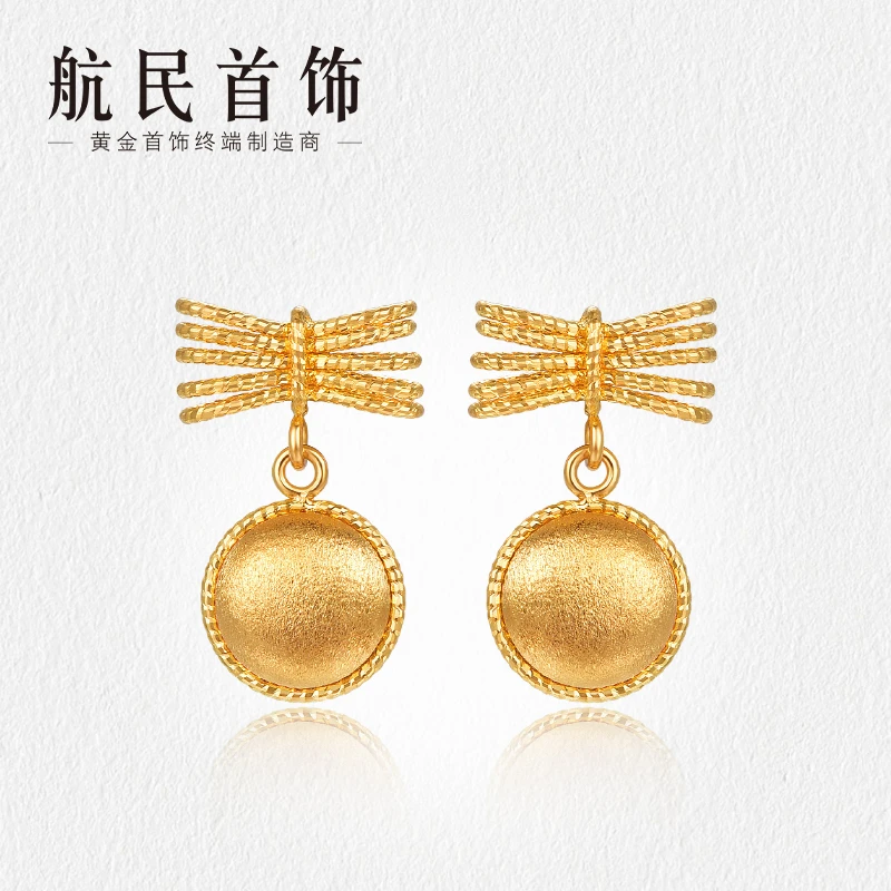 航民首饰 小香风 黄金耳钉足金5G丝绒蝴蝶结XYJ1912工费400元/件