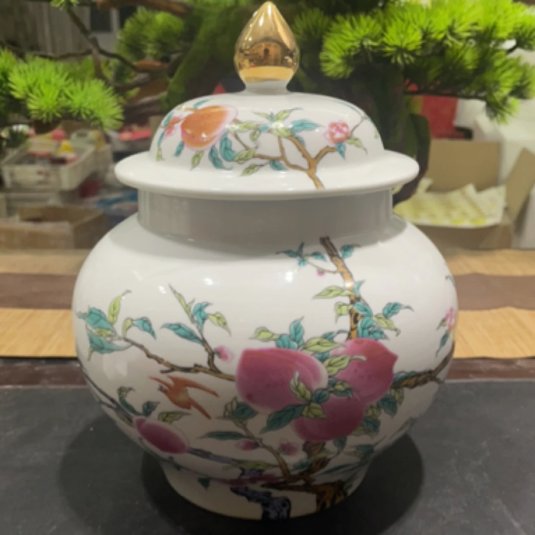 景德镇九桃五福仿古茶叶罐家用大号密封罐A20