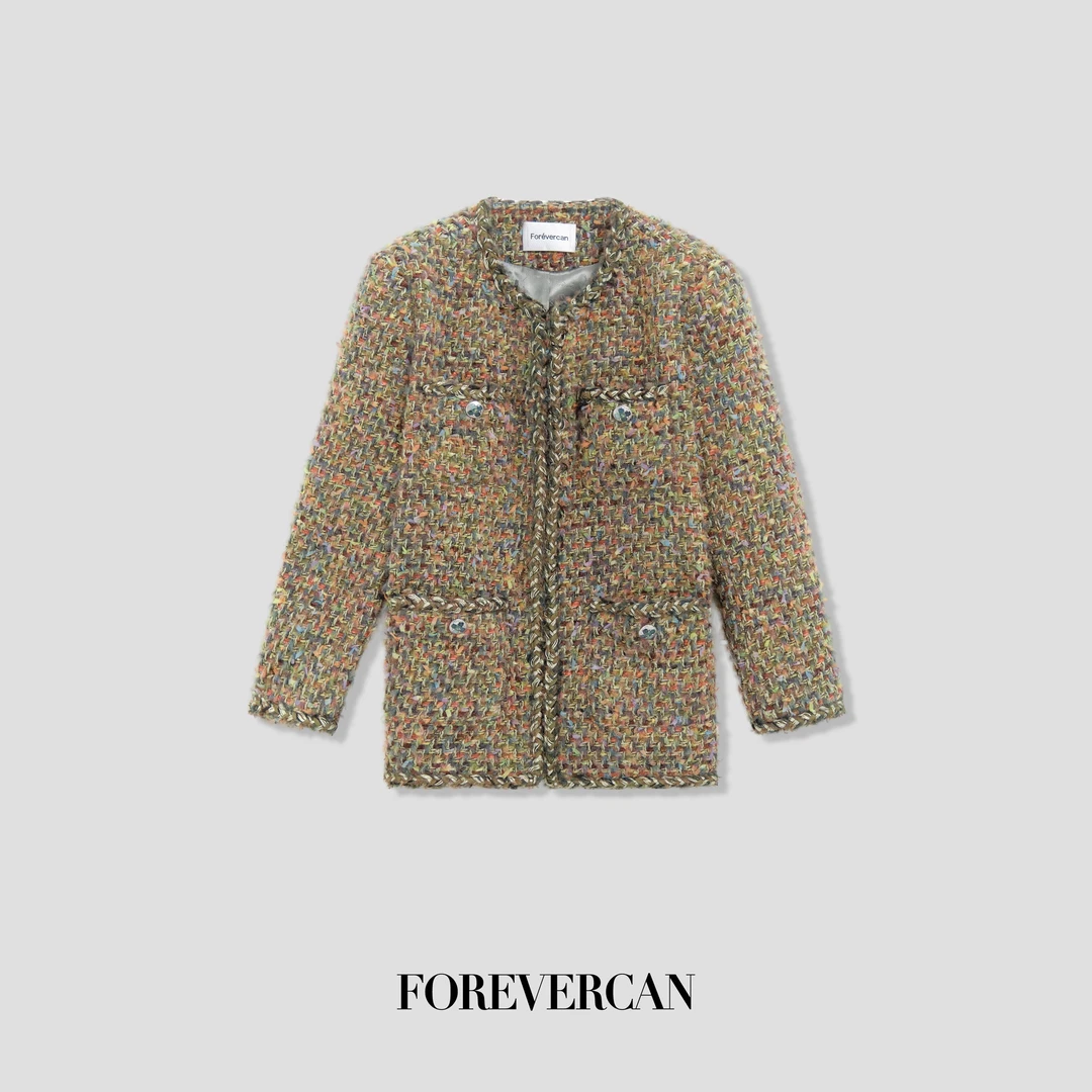 FOREVERCAN“乱世佳人”小香风客定幻彩纱编织粗花呢外套 SC22574