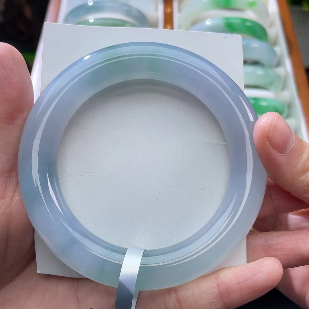 翡翠未镶嵌手镯56冰蓝紫