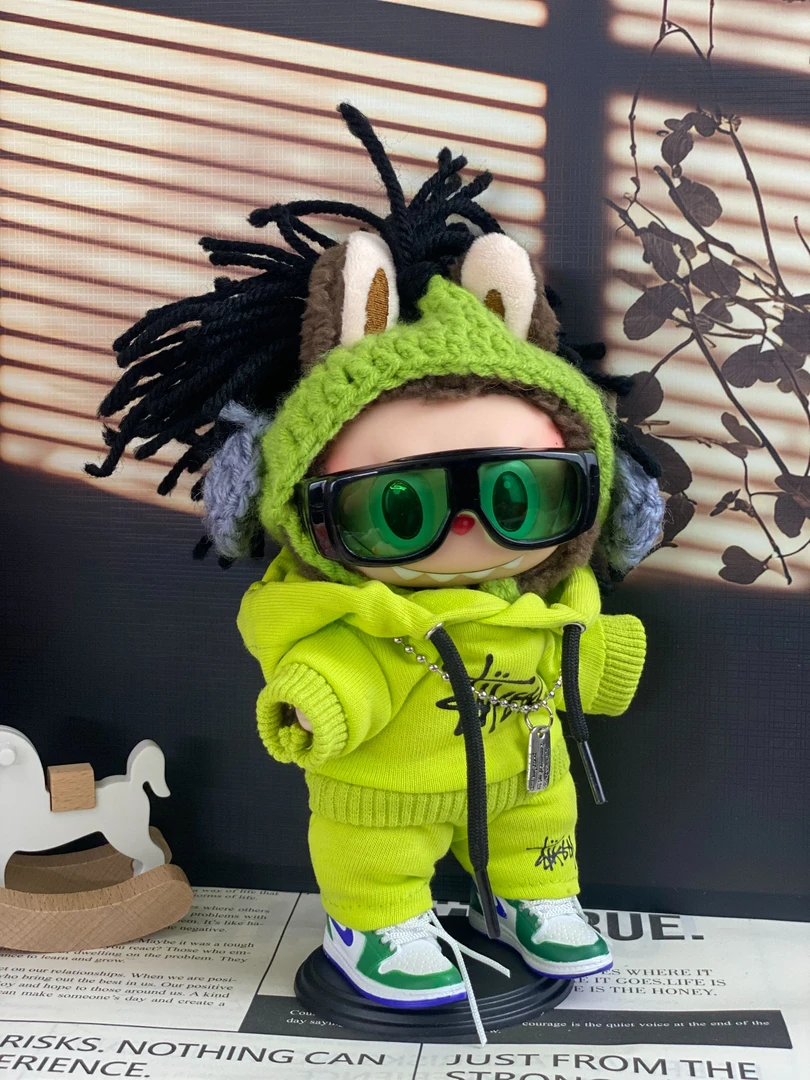 【娃衣套装不含娃】labubu一代三代通用荧光绿脏辫娃衣套装