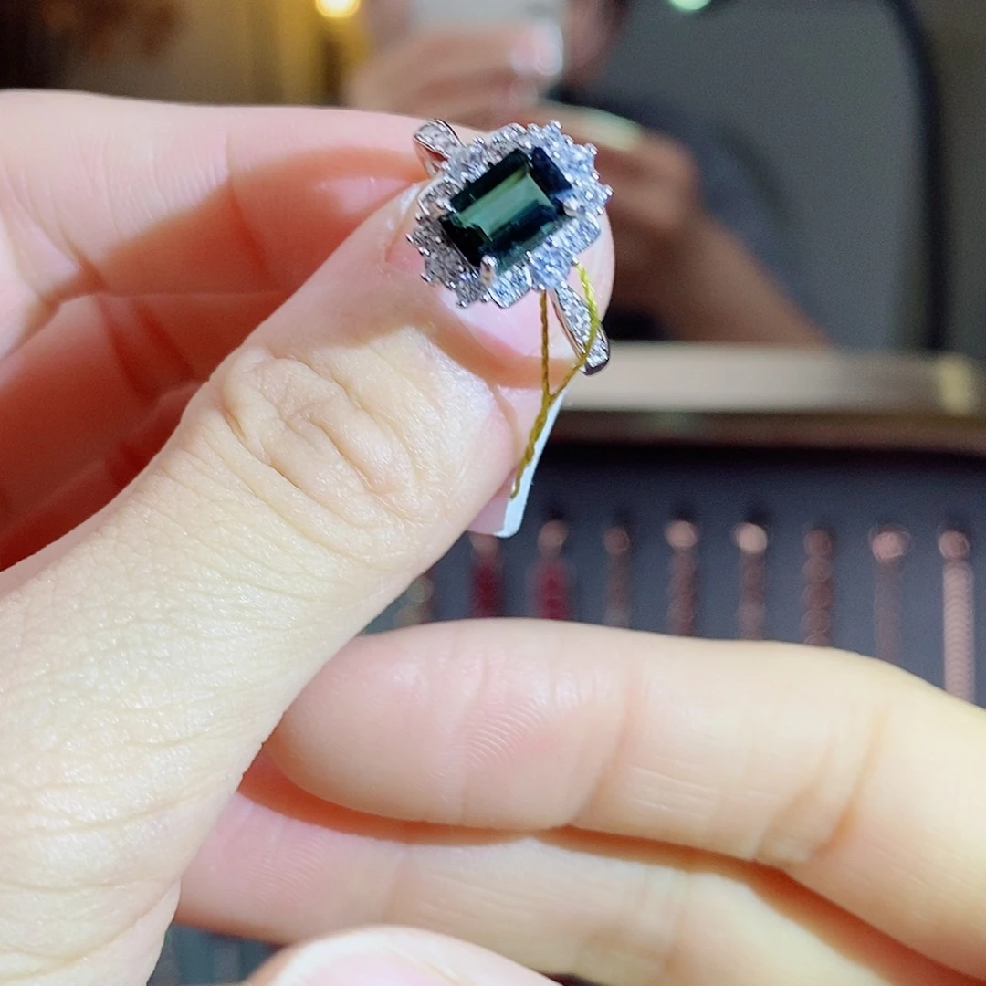 银S925镶嵌戒指碧玺