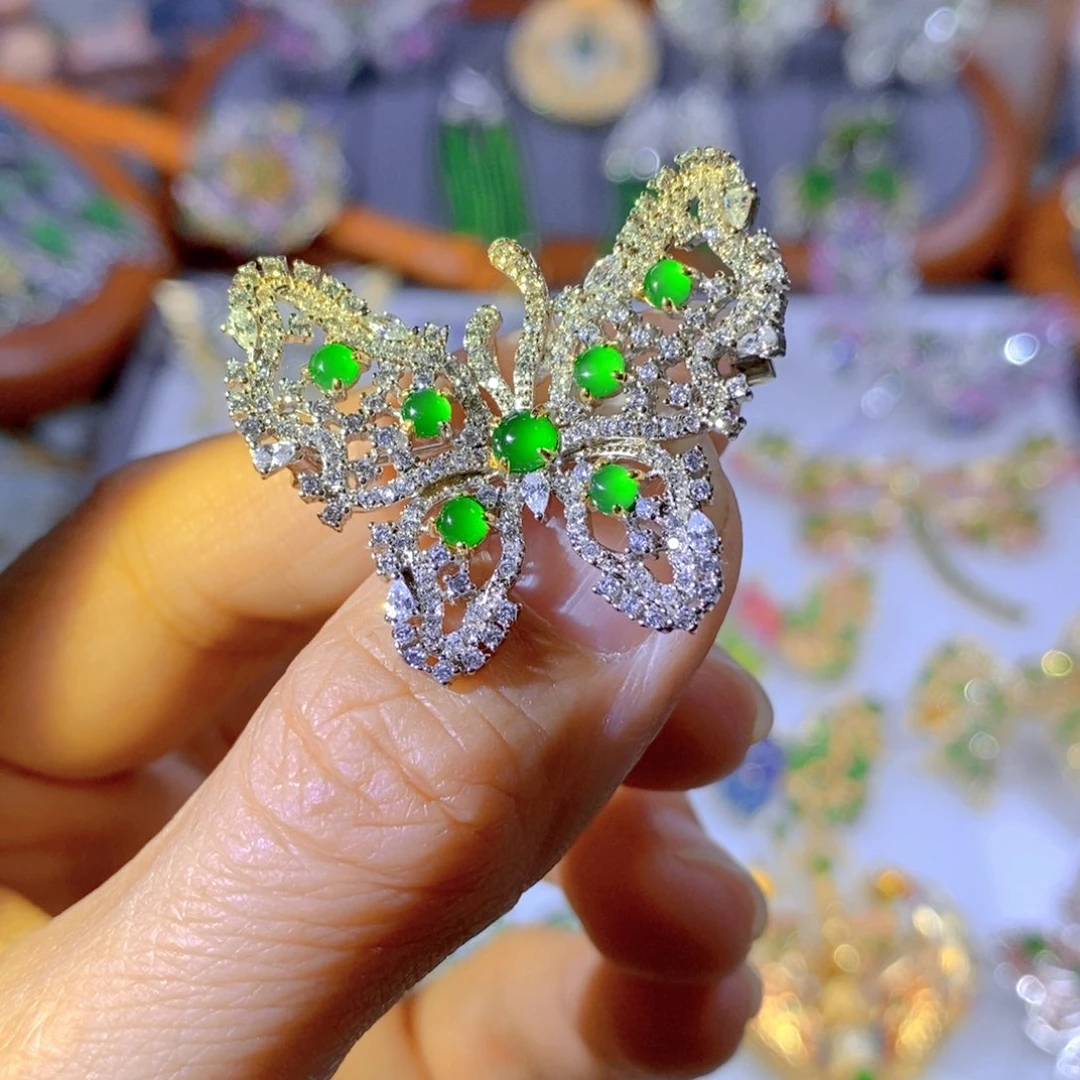 颈饰银S925镶嵌翡翠