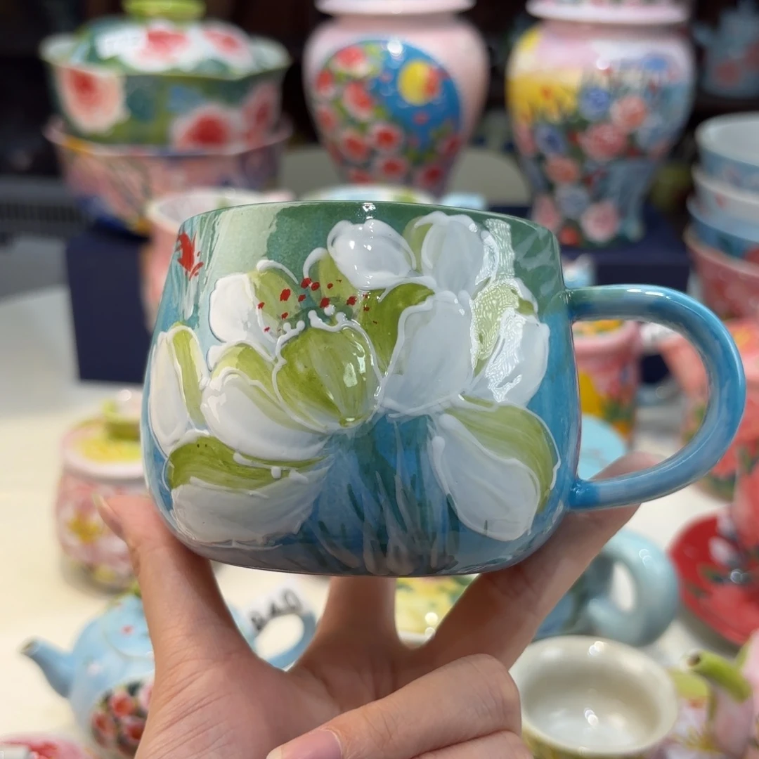 瓷片景德镇手绘高温釉下彩陶瓷茶具