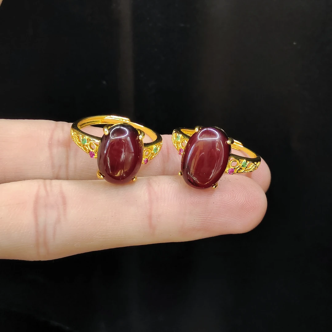 【老三珠宝】琥珀蛋面戒指LW1【多样性发其一】约14-9mm