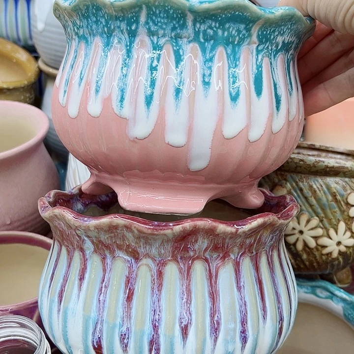 多肉绿植陶瓷花盆9.9包邮，有孔