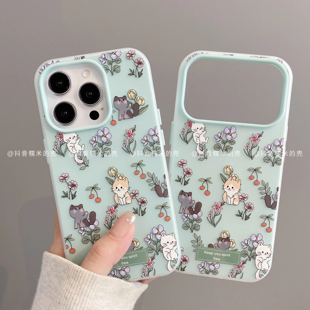 果冻壳适用iphone17promax苹果16手机壳15/14/13/12/11华为潮花猫