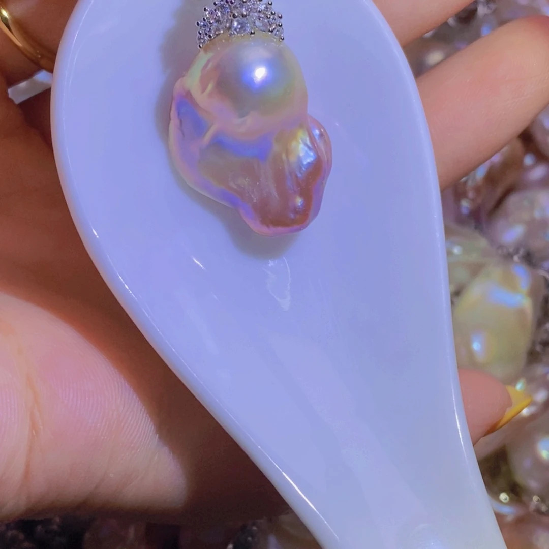 银S925镶嵌淡水珍珠微瑕