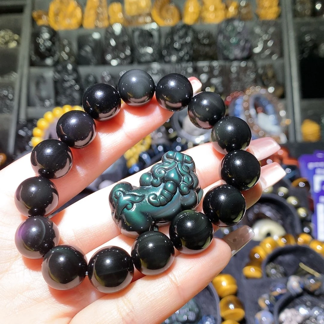 黑曜岩手链未镶嵌我****名定制黑曜石貔貅手链