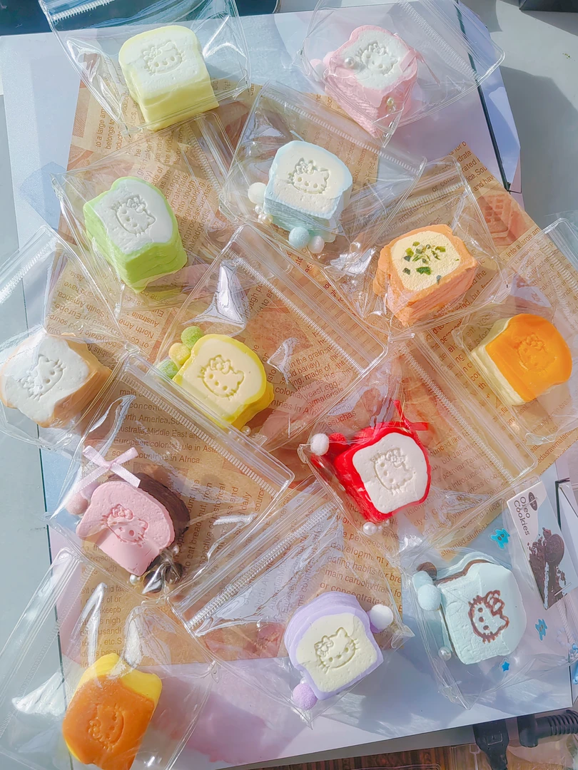 新品三层吐司面包KT超软手工自制吐司捏捏马卡龙食物色系现货现发