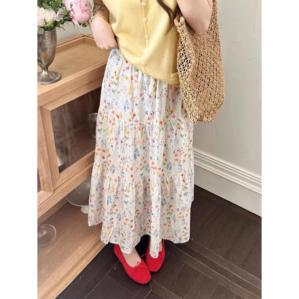 森系气质温柔碎花伞裙女2025春夏季新款显瘦a字中长款百搭半身裙