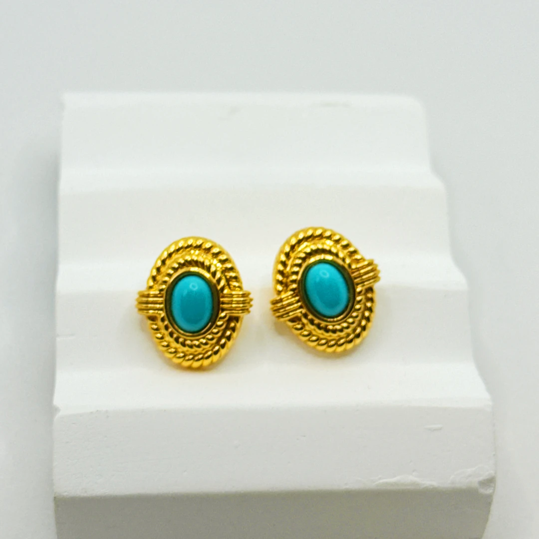 足金999  美松螺纹麻花耳钉