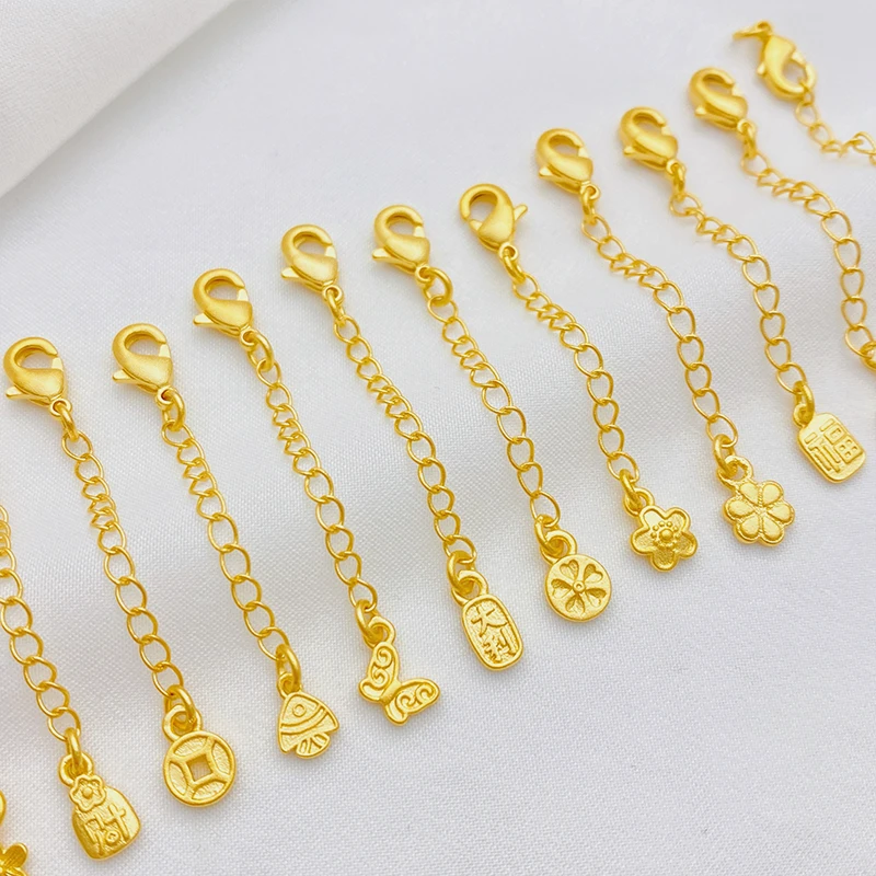 金色保色爱心水滴龙虾扣延长链尾链手工diy手链项链饰品材料配件