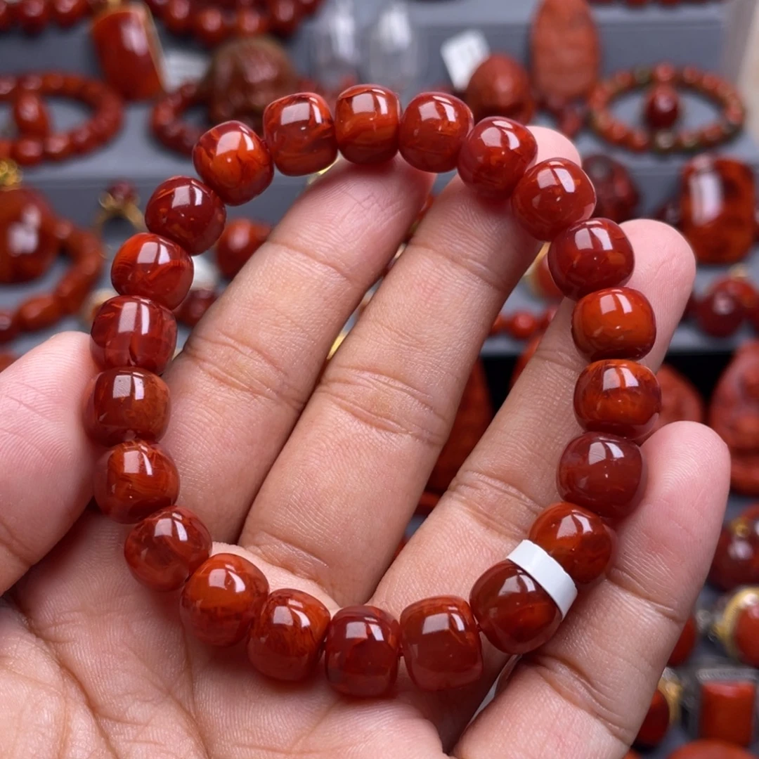 南红玛瑙未镶嵌珠宝奇石单圈10mm