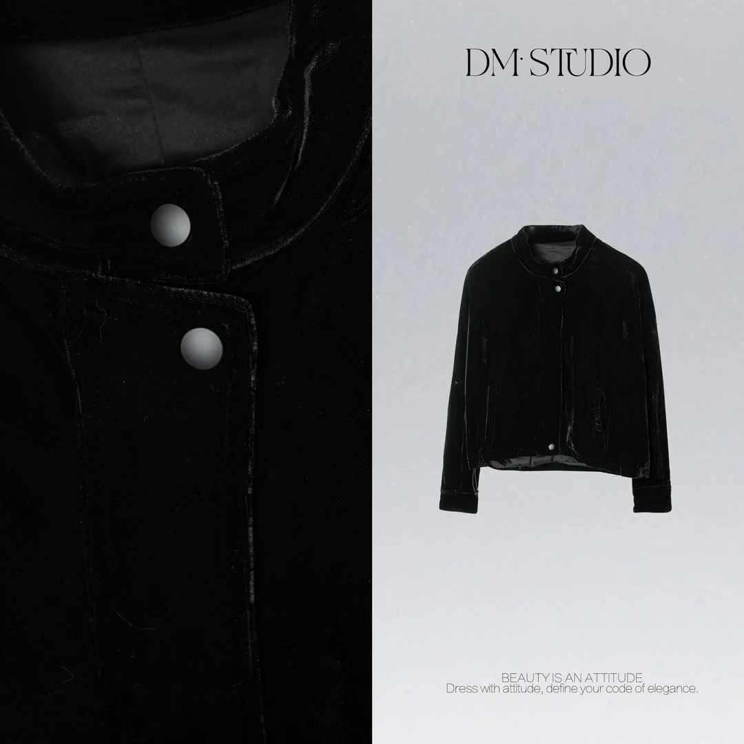 DEDM•STUDIO/法式减龄静奢百搭气质拉链款丝绒外套2509WT/613973