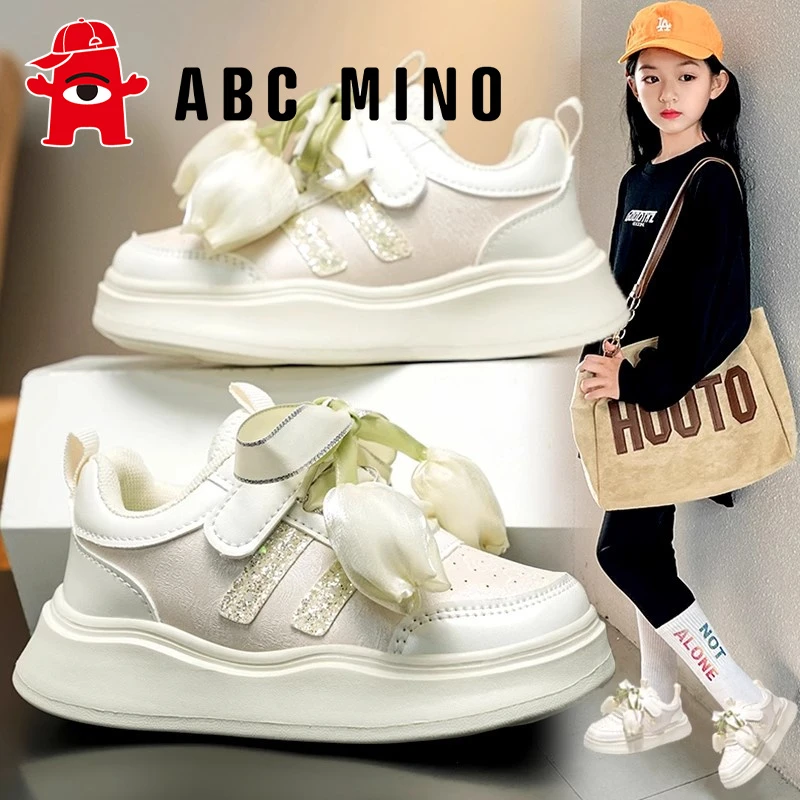 ABC MINO女童鞋子秋季儿童防滑软底运动鞋中大童女孩公主板鞋学生