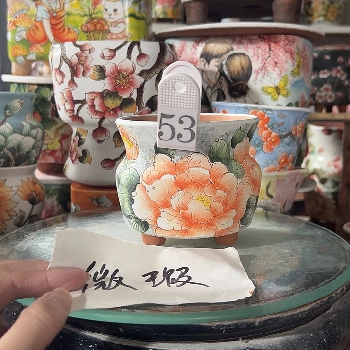 景德镇手绘花盆满38包邮