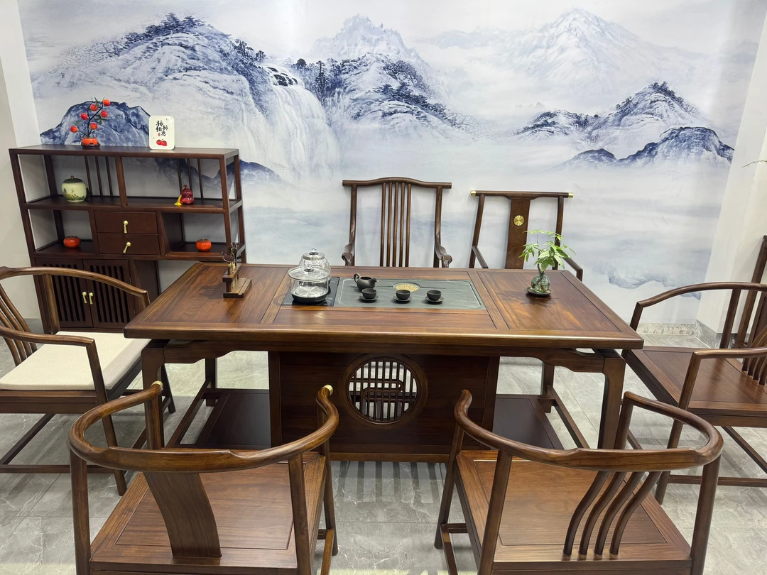 【祥云款】祥云乌金木泡办公室家具家用简约茶桌茶台一整套