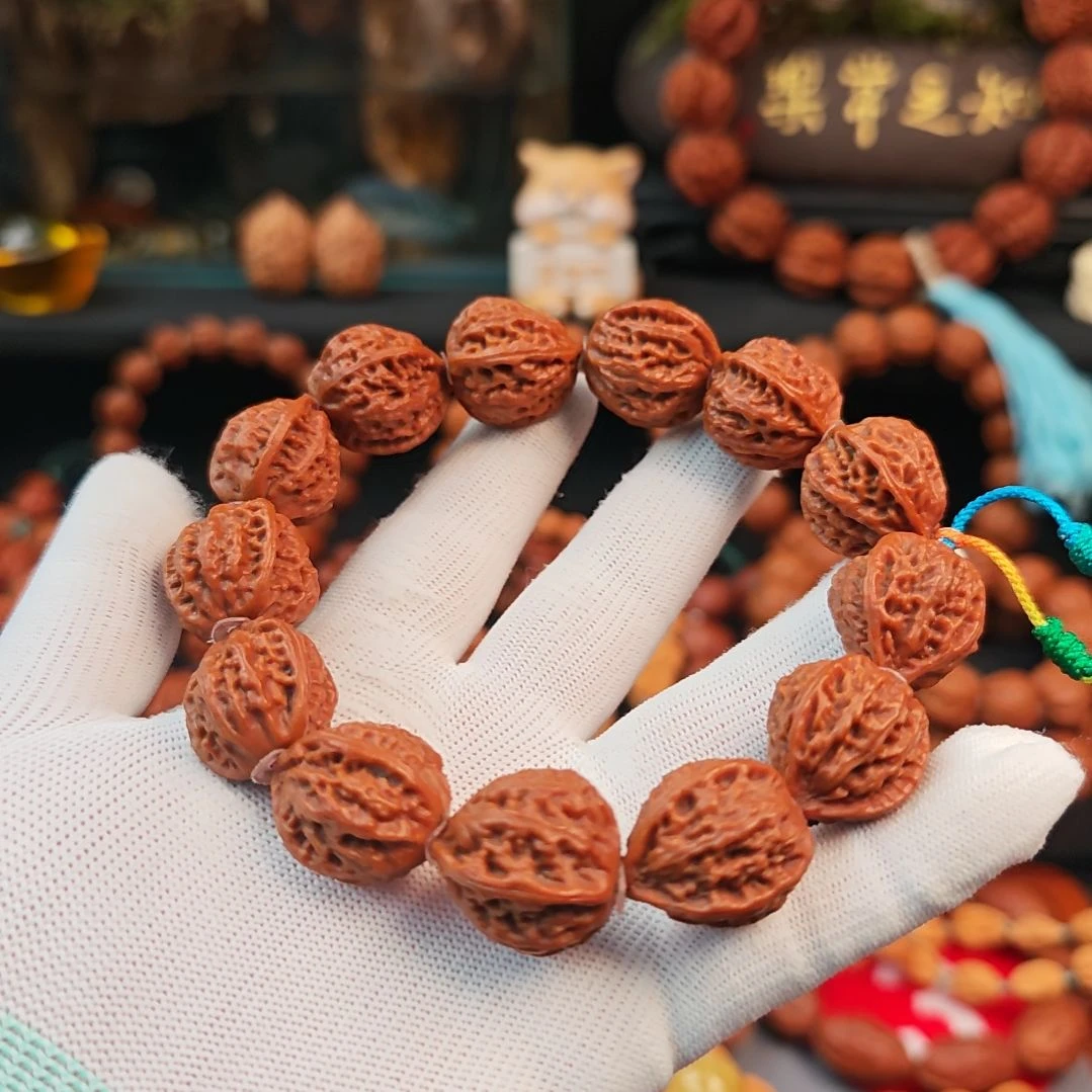 手串文玩核桃油蜡皮正奔三棱手持楸子核桃手串