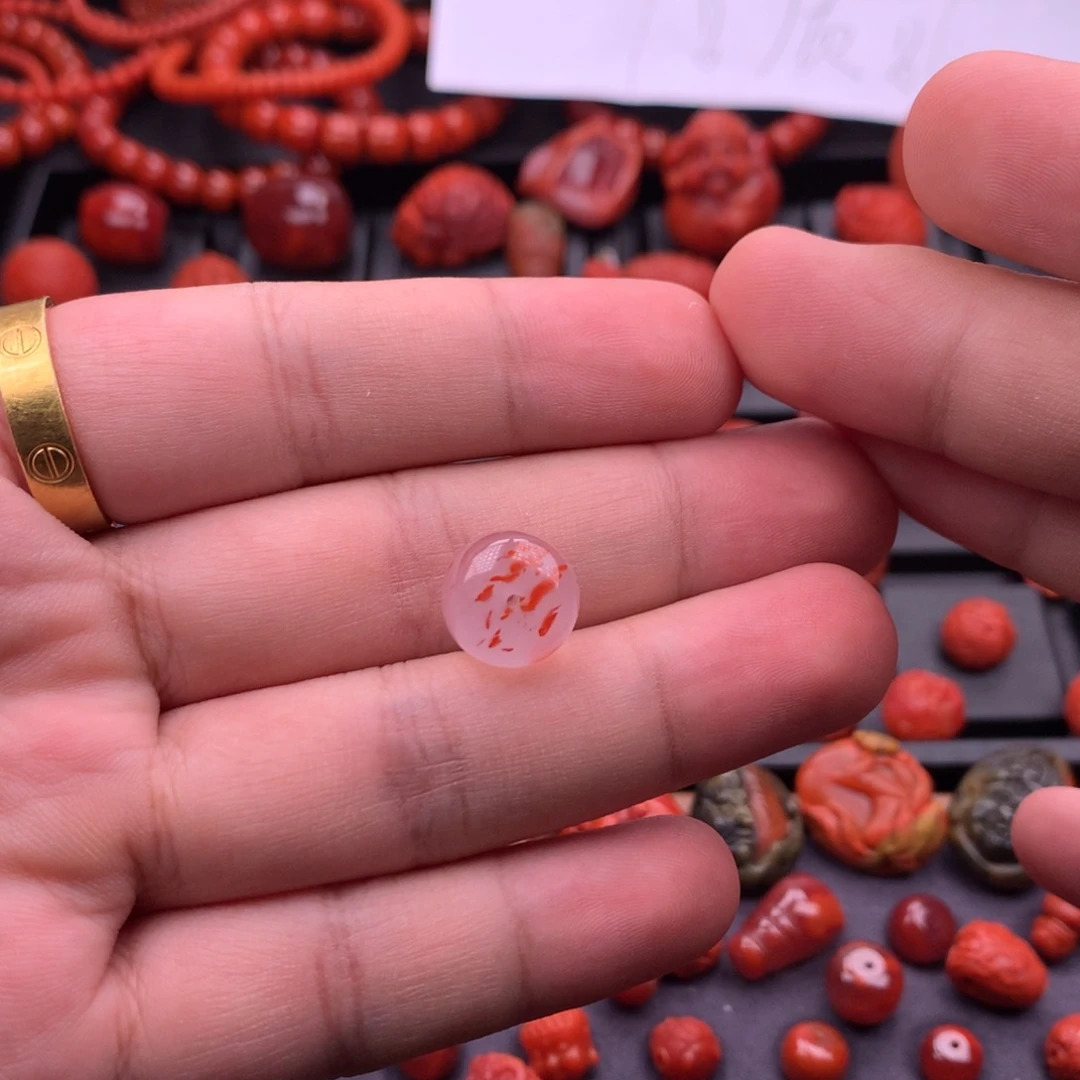 南红玛瑙未镶嵌南红川料原矿冰飘老型珠12.7mm