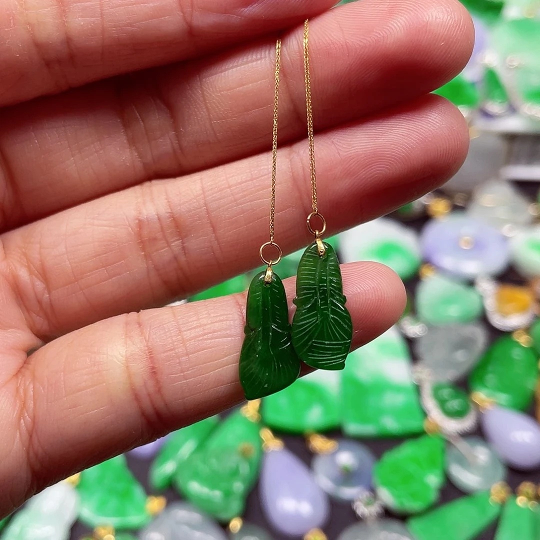 吊坠(不含链)18K金镶嵌翡翠