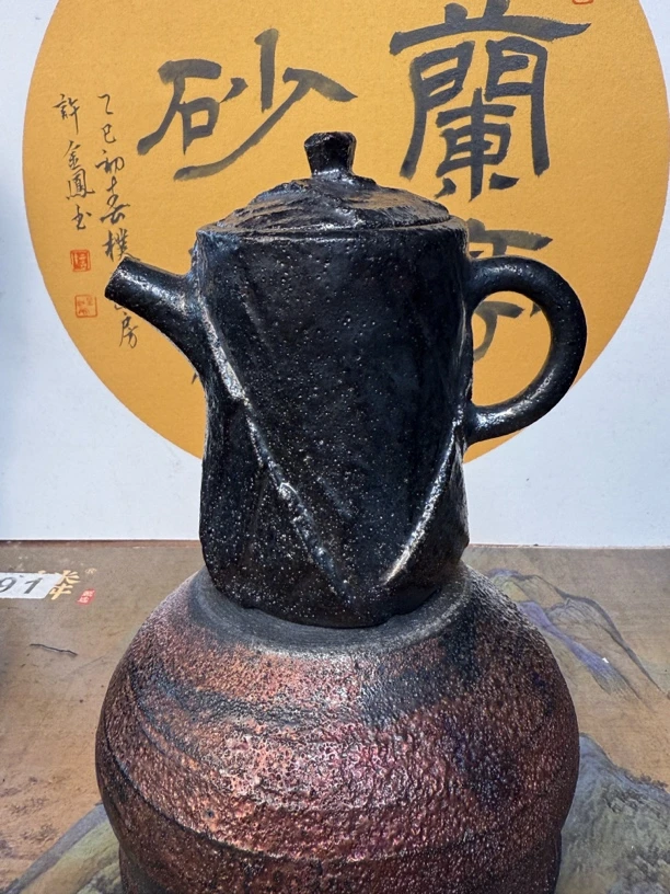 荥经兰亭砂器 兰墨老师精品窑彩泡茶壶
