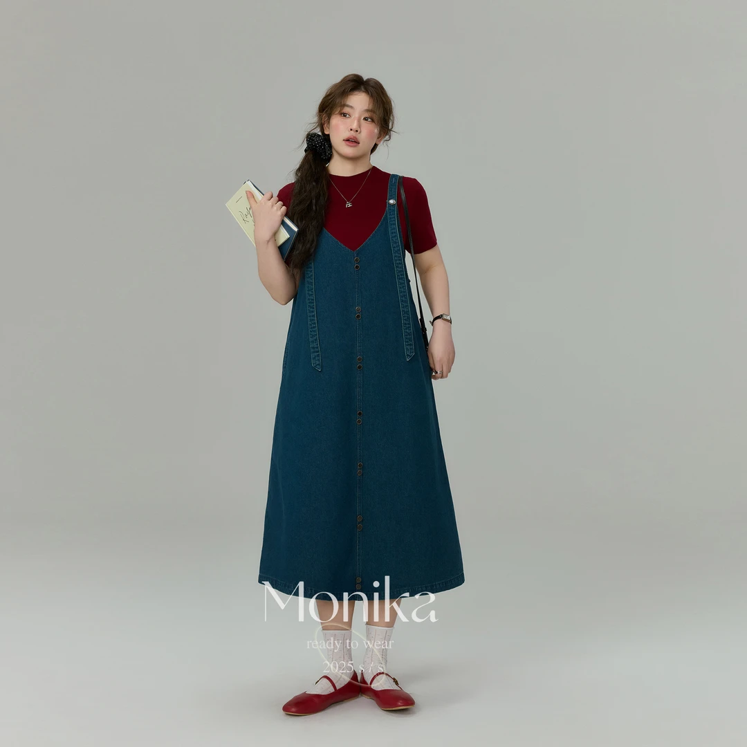 大码女装胖mm牛仔背心裙夏装2025新款宽松遮肉叠穿连衣裙18139