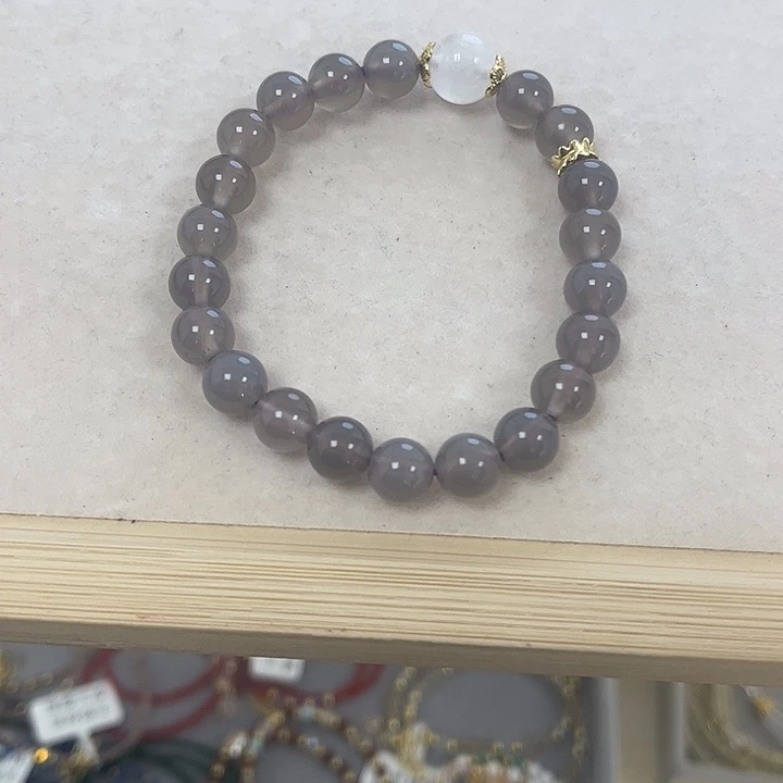 仿水晶纯铜灰色手串