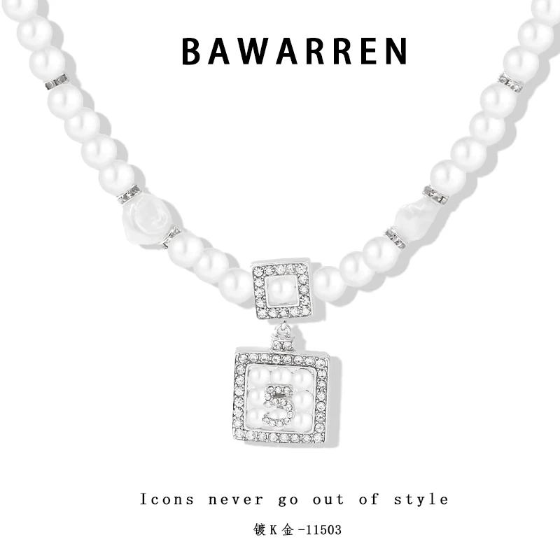 Bawarren 精工CNC 镀K金 意❤ 11503-【香水瓶】5号轻奢百搭项链