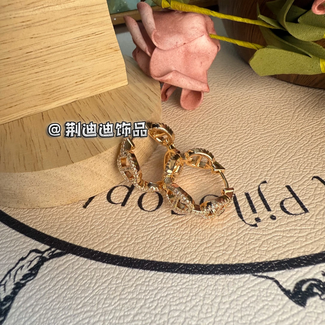 铜合金锆石耳饰 猪鼻子满镶耳圈RS-1042