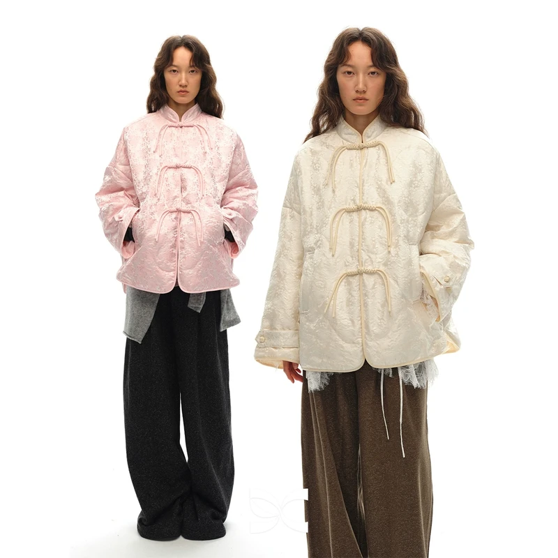 Square Circle方圆新年圣诞新中式盘扣提花廓版立领轻薄羽绒服