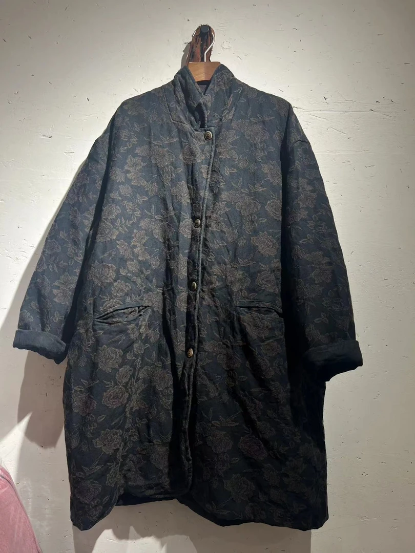 依梦分享-衣路39238翻领长袖提花文艺棉服