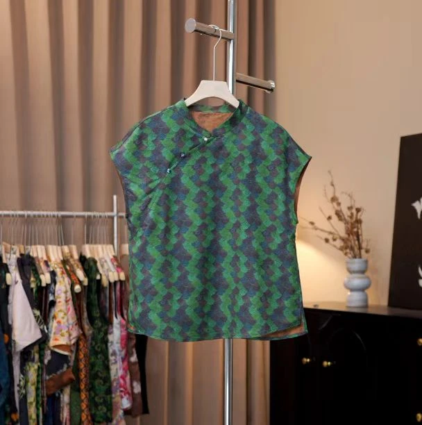 【香云纱·翡翠云海】中国风立领斜襟提花衬衣