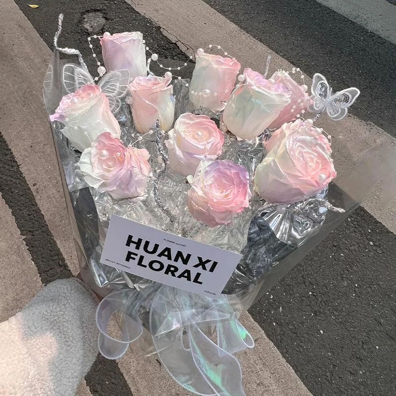 人鱼姬玫瑰花束仿真花花束七夕礼物送女朋友闺蜜生日礼物高级感