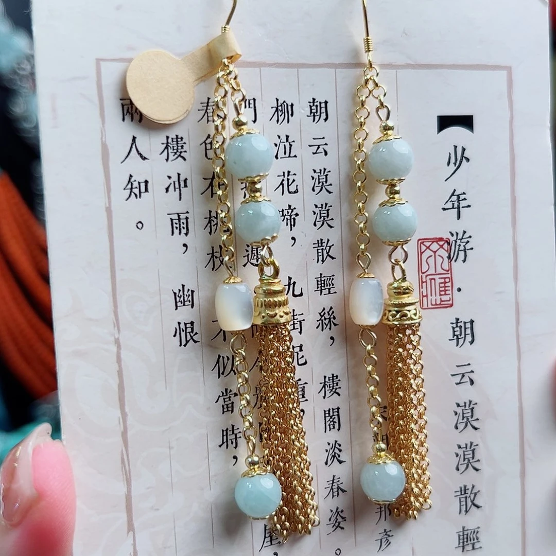 未镶嵌翡翠耳饰国风