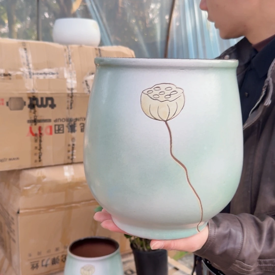 紫砂花盆口19高23（一个蛋壳绿