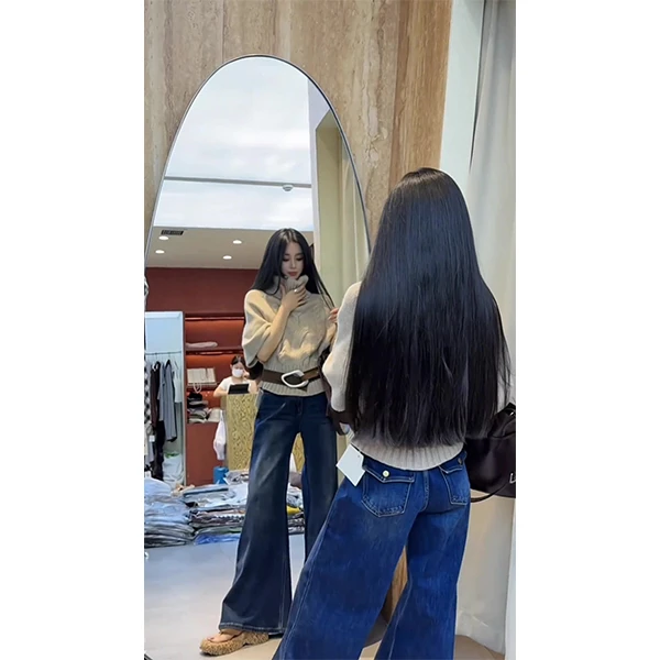 麻花慵懒风小个子时尚复古秋冬新款短款毛衣牛仔裤两件套装