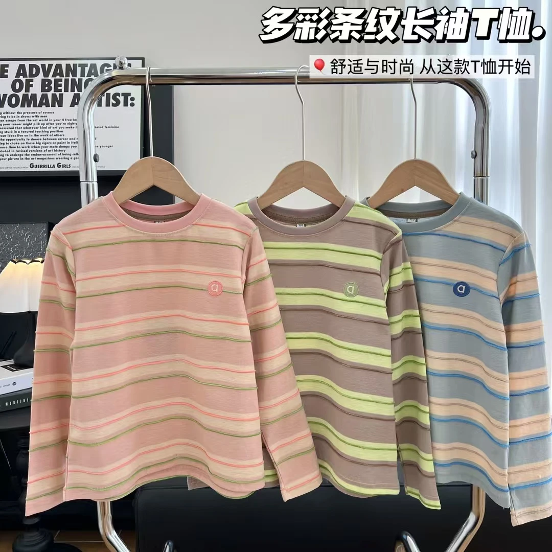 智美星儿童多彩条纹长T25春新中大童条纹长袖打底衫-2510【肉妈】Q