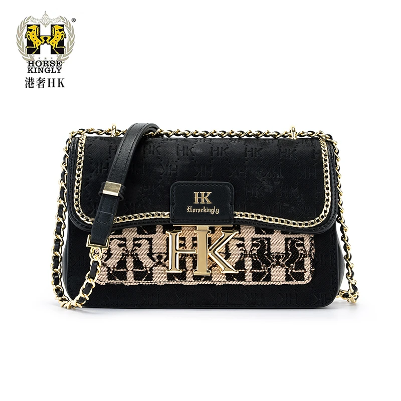 Horse Kingly女士刺绣包经典单肩包斜跨撞色手提女包1184送礼盒