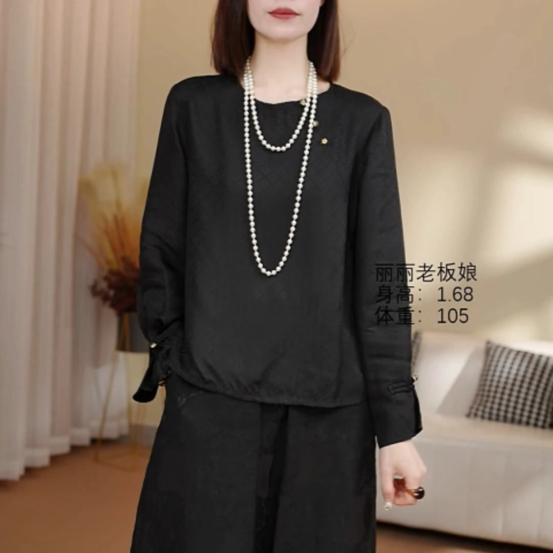 339#2025新款上衣短袖中国风复古立领花纹提花薄款唐装中长款气质