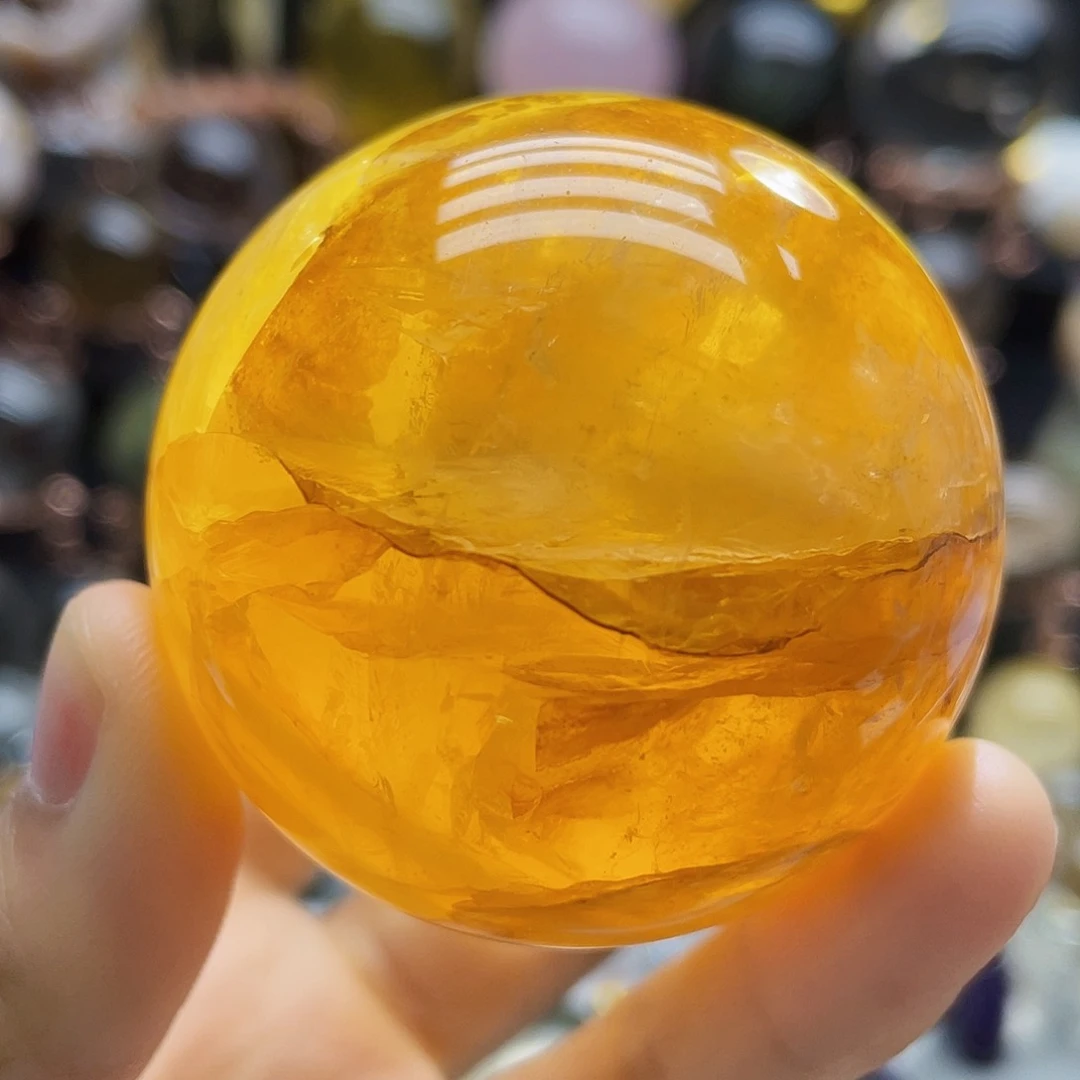 水晶珠宝半成品未镶嵌天然黄椒花54mm