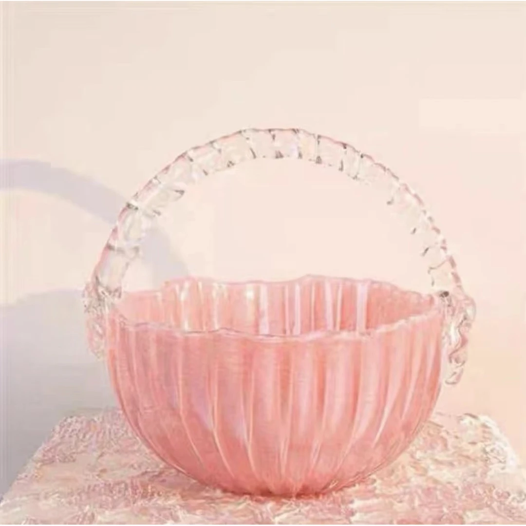 粉色琉璃高档轻奢水果蓝
